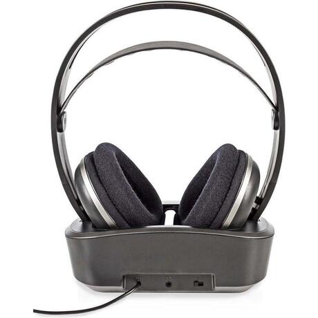 Nedis Draadloze Hoofdtelefoon RF Over-ear Headset + Oplaadstation - Zwart / Zilver